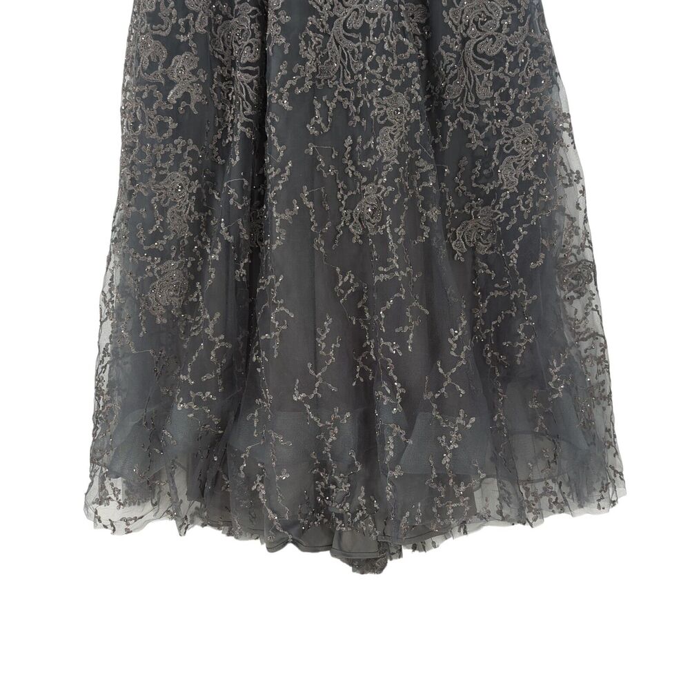 Montage Mon Cheri Women 8 Gown Charcoal Gray 219976 Evening Lace Mother of Bride - Picture 4 of 10